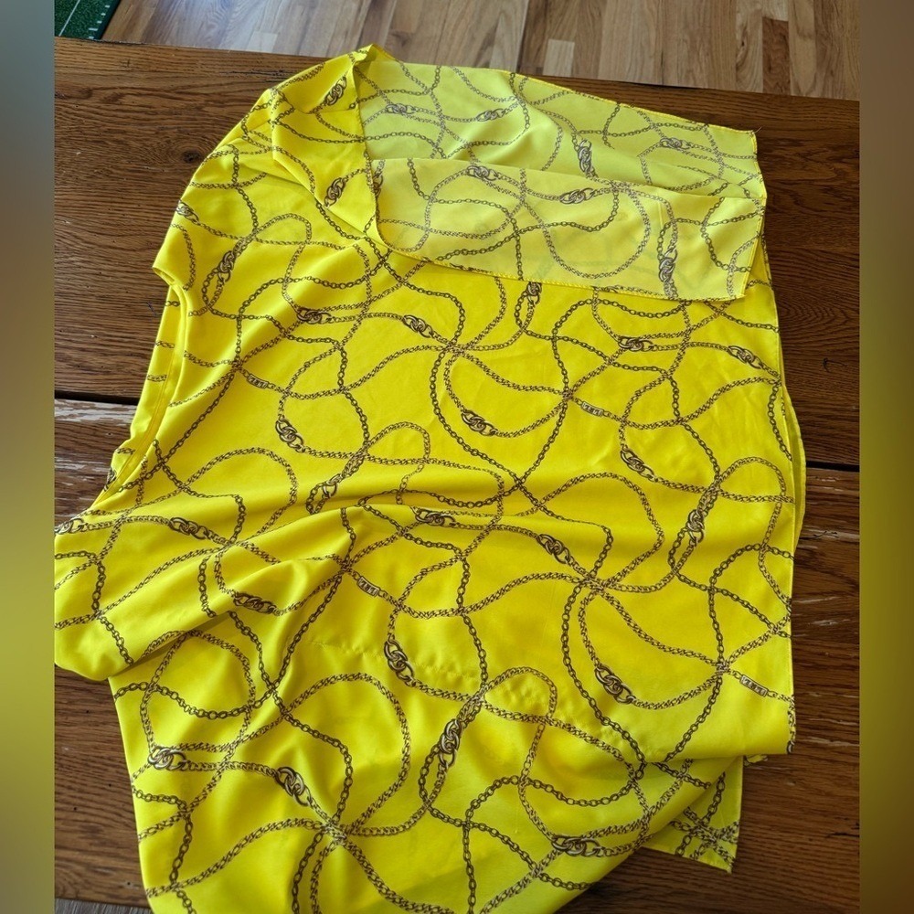 Lauren Ralph Lauren Gold Chain Link Blouse Sun Yellow Nautical Equestrian Medium - Picture 7 of 9